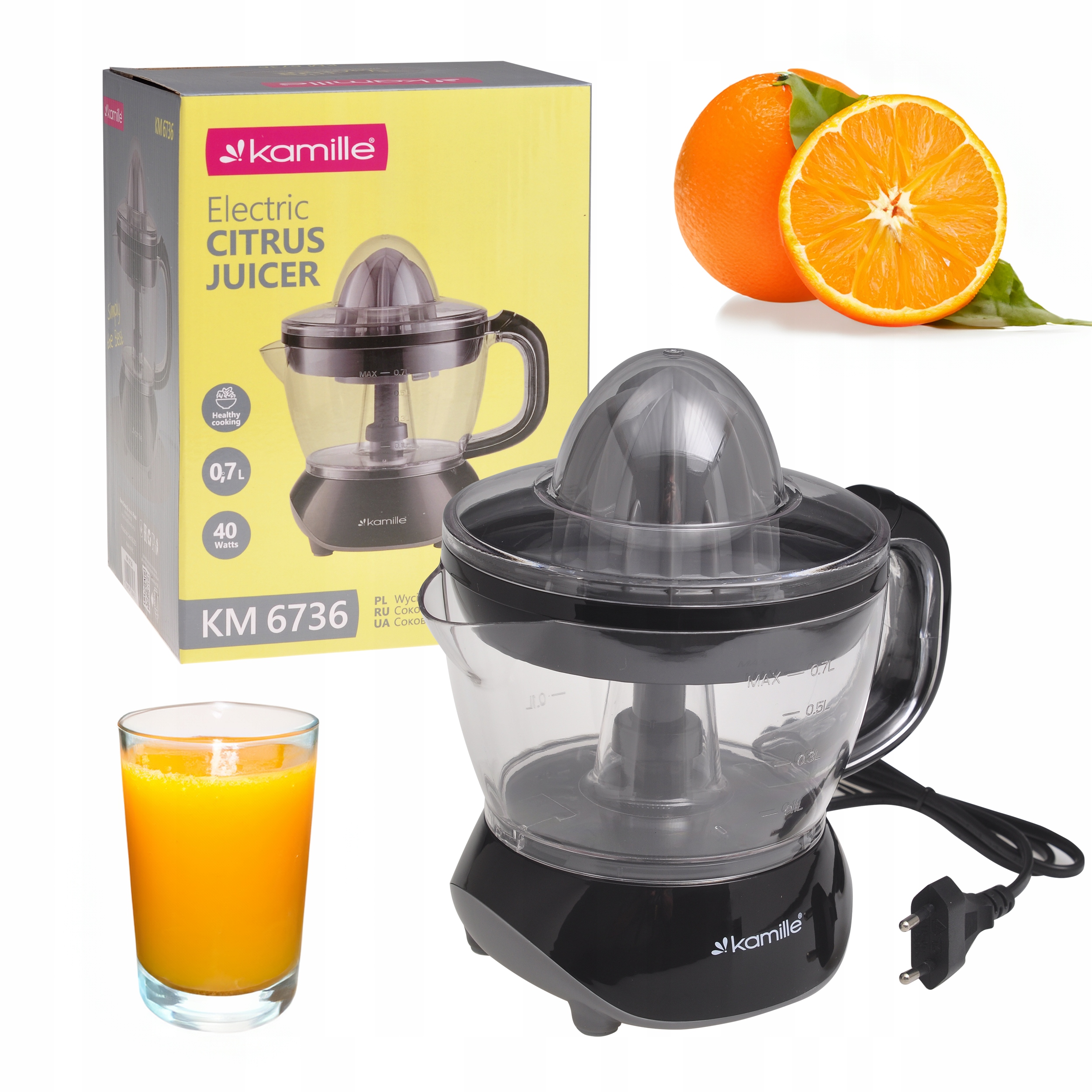 Odšťavovač citrusov Kamille KM6736 čierny 40W